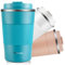 Farruto Kaffeebecher to go Thermobecher Edelsthal - Auslaufsicher Kaffeebecher mit Deckel 13oz/380ml Autobecher, doppelwandig isoliert für Kaffee Wasser und Tee, Kaffee-to-go Becher (Blau)