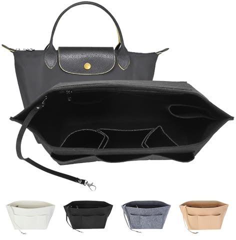 LITLANDSTAR Handtaschen Organizer, Filz Taschenorganizer mit Mehrere Fächer Handtaschenordner Organizer mit Schlüsselbund für Frauen Handtaschen, Schwarz