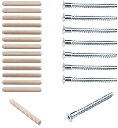 Set di riparazione/ricambio adatto per scaffale Ikea KALLAX 2 x 2 – viti (#104321) e tasselli in legno (#101339)