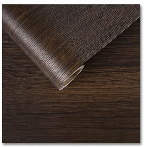 CRE8TIVE Papier Peint Imitation Bois Brun Foncé Papier Peint Adhesif Vintage Papier Adhesif pour Meuble Cuisine Revêtement Plan de Travail Adhésif Papier Peint Salle de Bain Salon Porte 30cm x 200cm