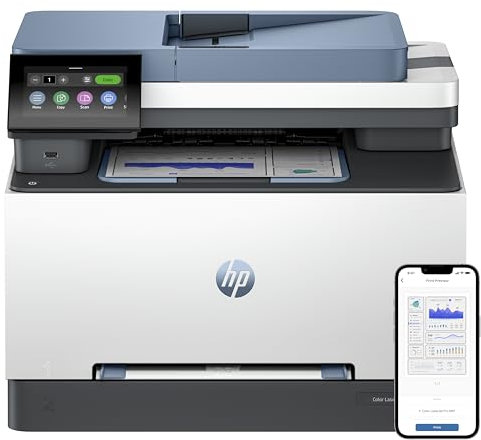 HP Color LaserJet Pro 3302fdw 499Q8F, Stampante Multifunzione A4, Stampa Fronte e Retro Automatico, 25 ppm B/N e a Colori, USB, Wi-Fi, Ethernet, Fax, Copia, Scansiona, ADF da 50 Fogli, Smart, Blu