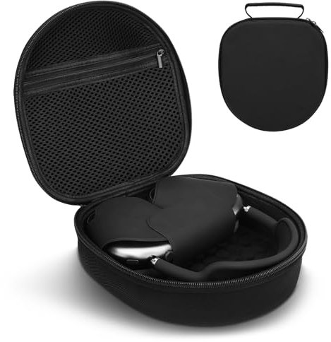 TUNYINSH Coque Rigide Étui pour Écouteurs Apple Airpods Max, Sac de Transport Portable avec Poches en Filet pour Accessoires d'Écouteurs, Noir