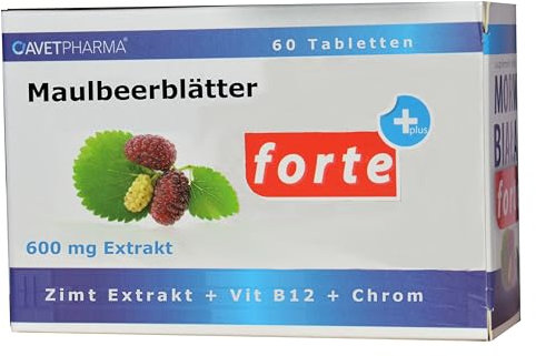 Maulbeerblätter Extrakt 500mg pro Tabl. hochdosiert, mit Zimt Extrakt, Chrom, 72 Tabletten, teilbar, 1/2 Tabl. 250mg Extrakt, für normalen Zuckerstoffwechsel