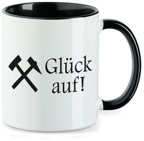 Huuraa Kaffeetasse Glück auf! Ruhrpott Geschenk 330ml Schwarz Glück auf! Präsent