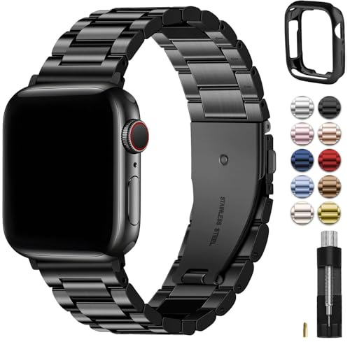 Fullmosa Metallrem kompatibel med Apple Watch-rem 42 mm 41 mm 40 mm 38 mm 44 mm 45 m 46 mm 49 mm rostfritt stål ersättningsband kompatibelt med iWatch serie 10 9 8 7 6 SE 5 4 3 2 1 Ultra