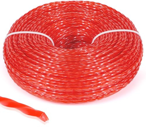 SWAWIS Fil Débroussailleuse Fil Coupe Bordure Fil Rotofil 2,4mm x 100M Fil pour Debroussailleuse Nylon Fil Coupe Bordure Spirale, Rouge Foncé