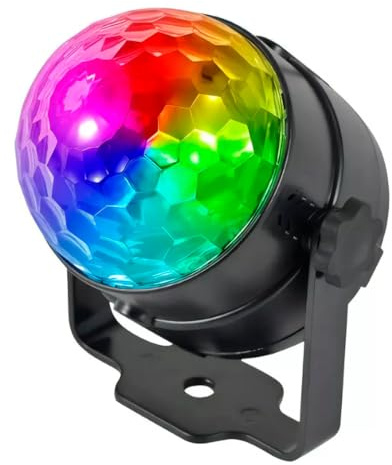 RevolutionLine - Luz de Bola de Discoteca con Cable USB | Luces de Discoteca de Color Giratorias | Efecto Variable RGB: rojo, verde, azul | Para Casa, Fiestas, Bares, Cumpleaños, Bodas, Camping