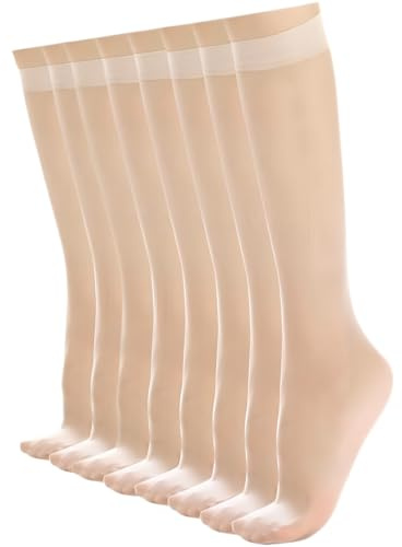 COYUN 4 par Calcetines Medias Mujer, Color Natural Medias Calcetines Mujer, Pop Socks - para mujer, transpirables, sin presión, Gran Elasticidad Transparente Única Cómodo Y Ponible