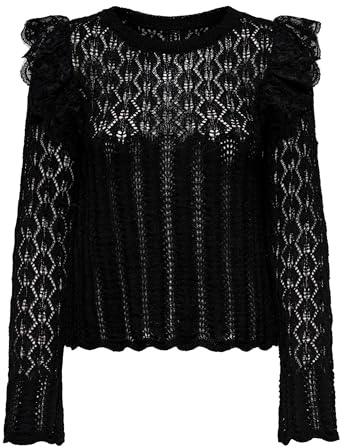 ONLY Onlashley LS O-Neck Mix Knt, Negro, XL para Mujer