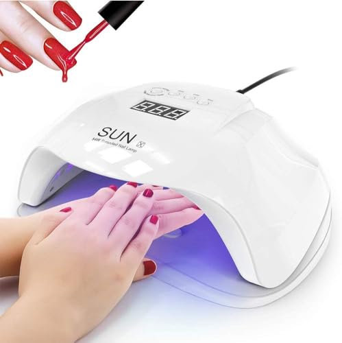 SQUADO Lampada UV LED per Unghie, 54W, Display Digitale, 4 Timer, Lampada Unghie Professionale per Manicure e Pedicure, Sensore Automatico, Bianco