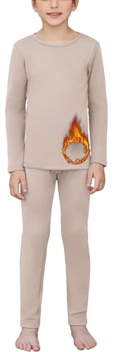 Arshiner Ropa Interior Térmica para Niños, Camiseta Térmica Niños Deportes Conjuntos Térmicos Ropa Interior Funcional Termo Invierno con elástica para Running Esquí Ciclismo Gris Claro 160