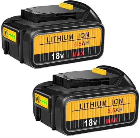 18V Ersatzakku für Elektrowerkzeuge, 5.5Ah Lithium-lonen Akku Kompatibel mit Dewalt XRSerie DCB184 DCB200 DCB182 DCB180 DCB181 DCB201, Ersatzbatterie mit LED-Anzeige