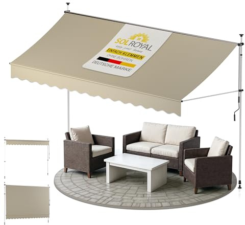Sol Royal Klemmmarkise ohne Bohren mit Handkurbel Balkon Terrassen Klemmen