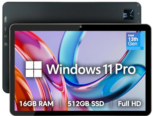 Fusion5 10.1” Windows 11 Professional Tablet PC - 16GB RAM, 512GB SSD, Intel Quad-Core, Full HD, USB C, Micro HDMI - 10 Inch Ultra Slim Windows Tablet Computer, Expandable Storage