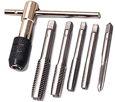 una fresa per macchine, Set di 6 maschi for filettatura metrica M3 M4 M5 M6 M8 con chiave a T dorata