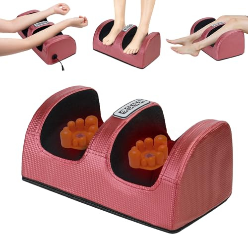 Masajeador de Pies con Calefacción - Masajeador Pies Shiatsu Eléctrico para Piernas Cansadas Fascitis Plantar - Masaje De Tejido Profundo Foot Massager - Regalo Originales para Mujer Mamá Papá (Rojo)