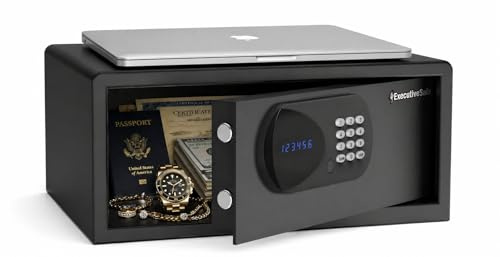 Executive Safe ACS-4 - Cassaforte digitale per computer portatile, per casa, ufficio e hotel, adatta per laptop da 17, mensola, tastiera elettronica, bulloni motorizzati, display a LED, porta USB e