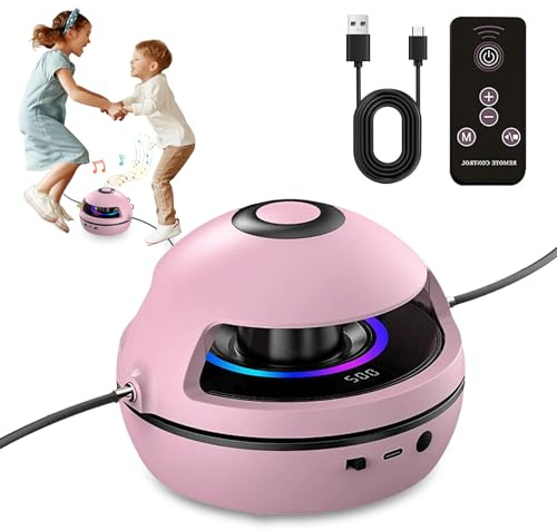 Music Jump Rope Machine, Kids Skipping Rope, Skipping Rope with Counter, 1-10 Speed, Skipping Ropes Kids with Remote Control & Bluetooth Music, Gym Equipment for Youth, Family Games