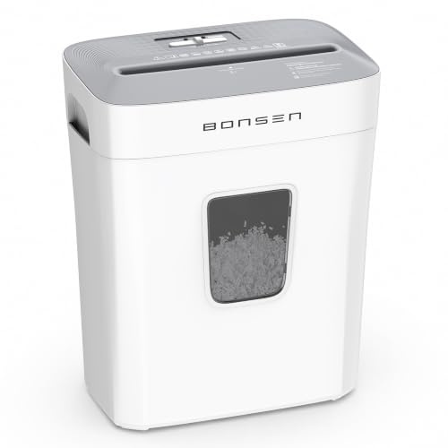 BONSEN Destructora de Papel Microcorte 6 Hojas, para Papel y Tarjetas