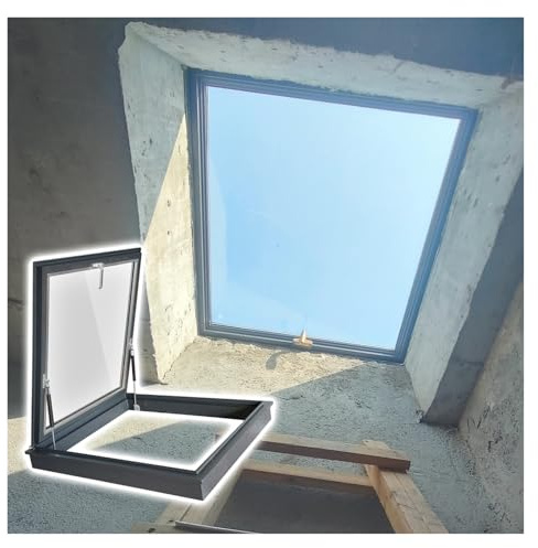 Källare i aluminium, 40 x 36 34 x 32 30 x 26 24 x 20 tum – nödlock med 80° öppnande takfönster för kommersiellt bruk i sol rum (86 x 86 cm)