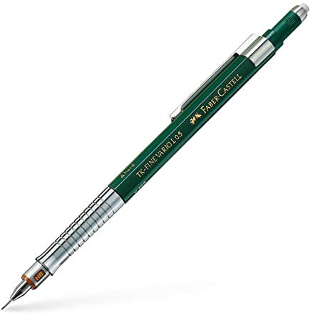 Faber-Castell 135500 - Druckbleistift TK-Fine Vario L 0.5 mm, Grün, Minenbleistift mit Soft/Hart-Mechanik