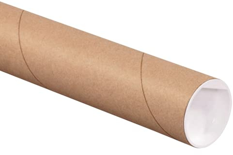 AVIDITI Cardboard Tubes with Caps, 30L x 2W x 2H, Pack of 50 | Poster Tube for Mailing and Storage of Blueprints, Artwork, Crafts, Long Art Holder, 30 inches
