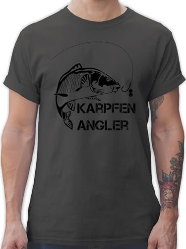T-Shirt Herren - Geschenke & Angeln Zubehör - Karpfen Angler - XL - Dunkelgrau - Fisch Tshirt. angelshirts Angel Schrift Tshirt Vatertagsgeschenk angelbekleidung Fischerei Angler/Fisch Shirt
