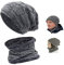 KlassMi Wintermütze grau mit Schal warme Beanie Strickmütze Winter Loop-Schal mit Fleecefutter unisex Mütze für Damen Herren