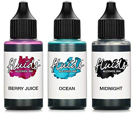 Octopus Bläckfisk 3 x 30 ml vätskor alkohol bläck set midnatt, hav, bärjuice för flytande konst och hartskonst, epoxiharts