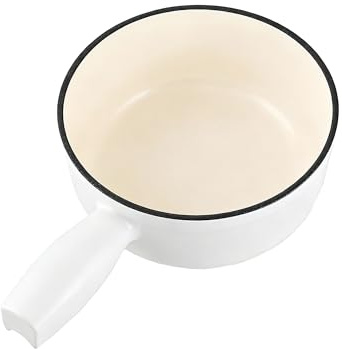 Swissmar Lugano Cast Iron Cheese Fondue Pot Replacement, 2 QT / 2 L – Compatible with Swissmar Lugano Fondue Sets – Ideal for Melting Cheese, Chocolate, & Caramel – Matte White