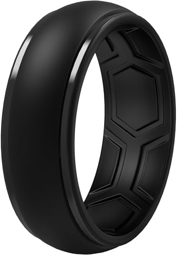 ThunderFit Silicone Rings for Men, Breathable Edition Step Edge Rubber Engagement Bands 8.4mm Wide 2.2mm Thick - 1/4/7 Variety Multipack (Pack A, 9.5-10 (19.8mm))