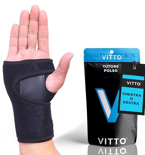 VITTO Wrist Support - Arthritis, RSI, Sprain, Fracture, Carpal Tunnel Wrist Splint w/Adjustable Velcro Wrist Straps, Removable Metal Plate - Unisex Wrist Supports for Everyday Use (Right Hand, L-XL)