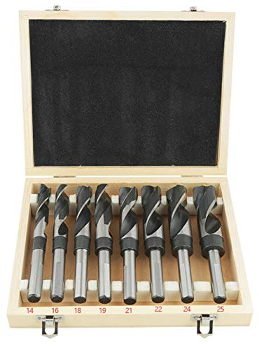 Wakects Lot de 8 Forets Hélicoïdaux HSS, Meche Metal Foret Acier, Jeu de Forets HSS à Tige, Coffrets de Forets Traités à la Chaleur 14mm 16mm 18mm 19mm 21mm 22mm 24mm 25mm