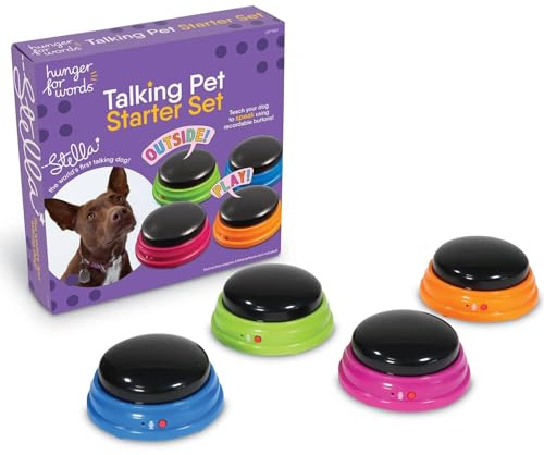Hunger for Words Talking Pet Starter Set, Recordable Buttons for Dogs, Talking Dog Buttons, Teach Your Dog to Talk