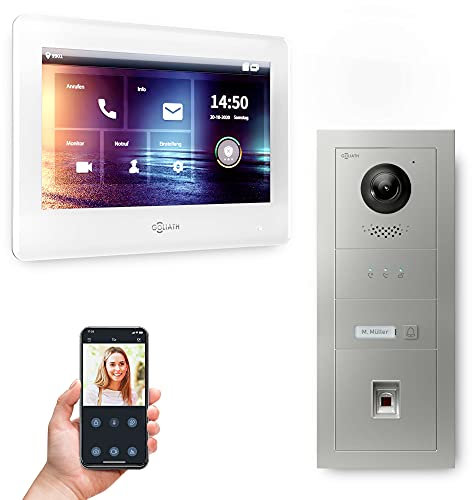 Goliath Hybrid | 2-Draht Bus | Full-HD Video Türsprechanlage | App | 1-Fam | 1 x Full-Touchscreen 7 | Aluminium Unterputz Türstation | + Fingerprint | 180° Ultra-Weitwinkel | AV-BUS-538