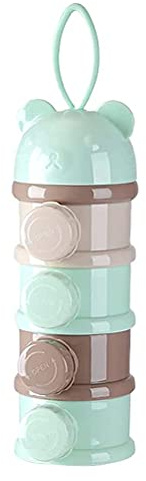BSTCAR - Caja dosificadora de leche en polvo, caja de leche portátil de polvo de leche de fórmula, se puede apilar, 4 compartimentos dispensador de leche de bebé en polvo de fórmula
