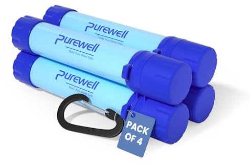 Purewell Filtro per l'acqua per Esterni Filtro per l'acqua Personale Cannuccia Attrezzatura per Sopravvivenza di Emergenza Depuratore d'acqua per Campeggio Escursionismo Arrampicata Zaino in Spalla