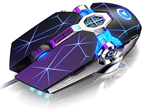 EastyGold Ratón para juegos con cable, USB, silencioso, óptico, 3200 DPI, RGB, colorido, degradado, retroiluminado, 6 botones, para computadora de escritorio, portátil, gamer, PC, Windows Mac