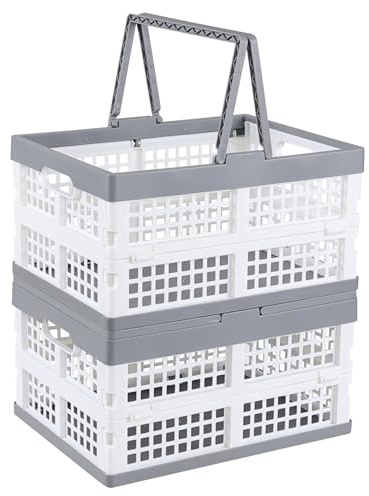Dehouse 15 L panier à provisions pliable en plastique, lot de 2 boîte pliante en plastique avec anse