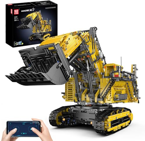 Mould King 17070 MOC Remote Controlled Excavator per R9800 Crawler Excavator, 4767 Parts Truck Model Clamp Blocks Building Kit Giocattoli per bambini e adulti con 6 motori (versione gialla)