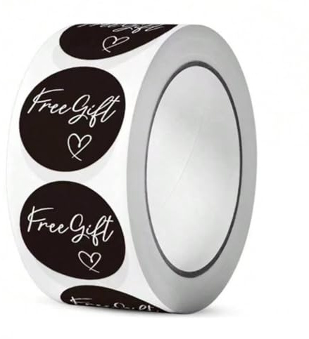 CAA Trading™ Roll of 500 x Black Gift Stickers Free Labels Gifts Crafts Presents Home Made Gifts (2.5cm) 25mm (500 Stickers)