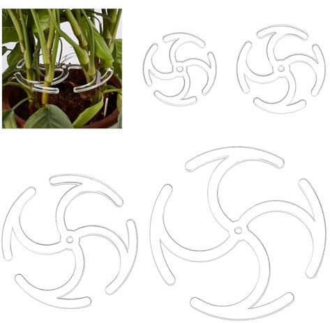 BENECREAT 4 Soporte para Tallos de Plantas Trepadoras, Soporte para Tallo de Plantas En Forma de Copo de Nieve de Acrílico Transparente con Película Protectora para Cultivar Plantas En Exteriores