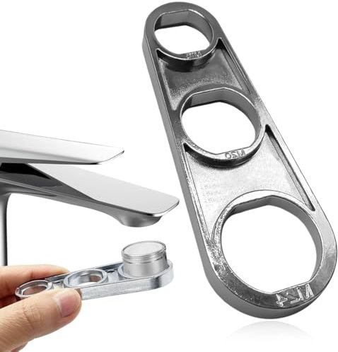 BOPRKTM Clé à Barboteuse pour Robinet Régulateur de jet Aérateur Buse Mélangeuse Aérateur Chromée Clé de Mousseur Robinet Outil Polyvalent pour l'Ajustement du Débit d'Eau,pour M16/M18/M20/M22/M24/M28
