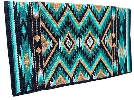Western Show Saddle Pad/Blanket for Horses - Handmade Wool Saddle Blanket with New Zealand Design, Regular Size 34” L x 32” W x 1” Thick, Durable & Comfortable for Horse Riding A343