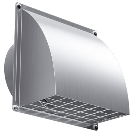 HG Power Griglia Aerazione 150 mm inox – Valvola di Non Ritorno Magnetica & con Rete Anti-insetti a Maglia larga Rimovibile, per Asciugatrice, Cappa Cucina, Bagno, VMC, Ø15 cm, Argento