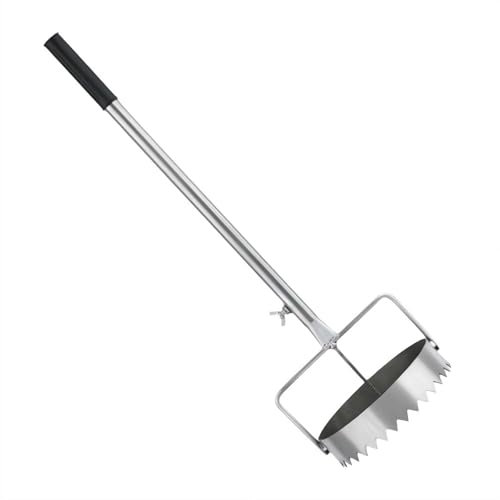 Attrezzi per piantare bulbi con manico lungo, multiuso per rimuovere zolle con base seghettata, fori per scavare fori per serra, giardino, rimozione prato e Plugger, fioriera per erba (diametro 16 cm)