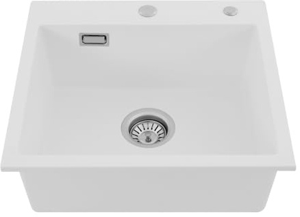 Lavello da cucina in pietra di quarzo bianco con arco, capacità di carico 100 kg, per cucine, bagni, ristoranti, 45 x 35 x 18,5 cm