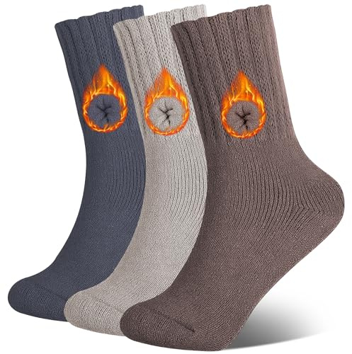 Aullwyr Calze Termiche Donna 3 Paia - Calzini Caldo Cotone Invernali Calzettoni Pesanti per Lavoro, Casuale, Trekking EU 35-42