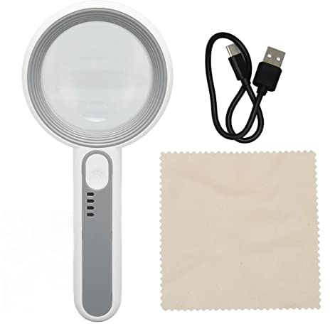 Lente d'ingrandimento portatile Lente d'ingrandimento illuminata ricaricabile con lente ottica Controllo tattile Luce LED per leggere libri Giornali Bambini anziani ABS acrilico