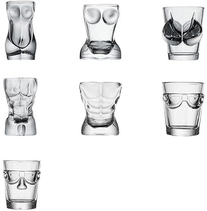 Set Di 7 Mini Bicchieri Da Liquore, Bicchieri Da Whisky, Bicchieri Da Vino, Mini Bicchieri Da Liquore In Stile Human Art Adatti Per Tequila, Vodka E Superalcolici, Perfetti Per Feste, Bar E Festival